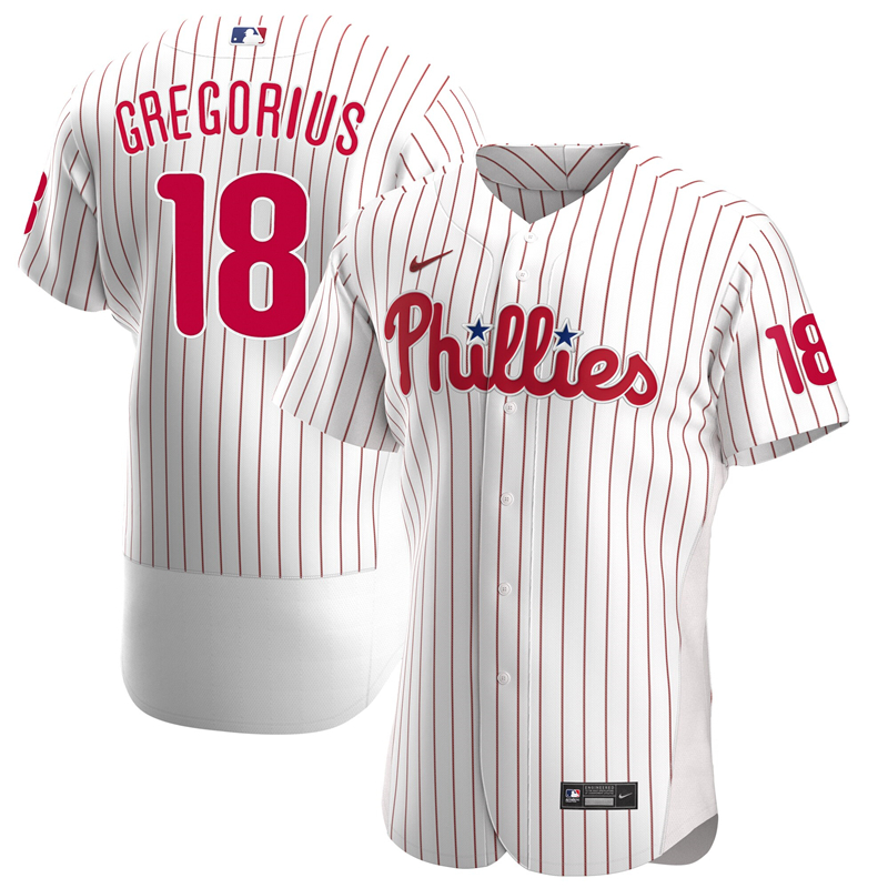 2020 MLB Men Philadelphia Phillies 18 Didi Gregorius Nike White Home 2020 Authentic Player Jersey 1